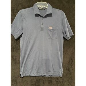 Travis Mathew Polo Shirt American Flag Pocket Golf‎ Casual Blue Small